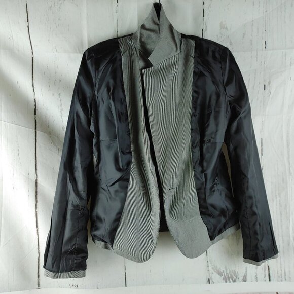 New York & Company Stretch Size 4 Gray Birdsey 1 Buttn Lined Suit Blazer NWT $70 - Picture 10 of 14
